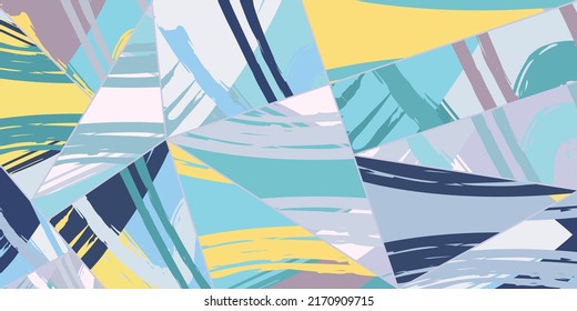 Patrón asimétrico abstracto del collage. Arte de mano alzada digital, textura gruesa. Fondo del tejido del parchwork del vector. Elementos decorativos, adornos de pinceladas de pincel para volante, afiche, cubierta, estampado de tela textil