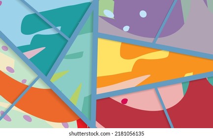 Patrón asimétrico abstracto del collage. Arte de mano alzada digital, textura gruesa. Fondo del tejido del parchwork del vector. Elementos decorativos, adornos de pinceladas de pincel para volante, afiche, cubierta, estampado de tela textil