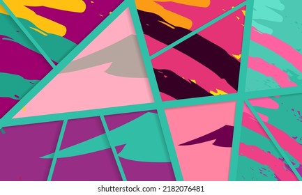 Patrón asimétrico abstracto del collage. Arte de mano alzada digital, textura gruesa. Fondo del tejido del parchwork del vector. Elementos decorativos, adornos de pinceladas de pincel para volante, afiche, cubierta, estampado de tela textil