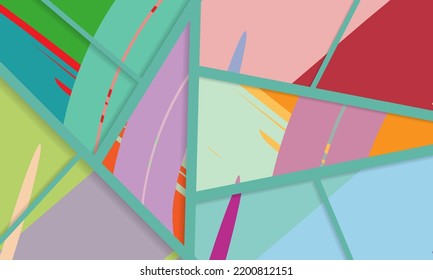 Abstract collage asymmetric pattern. Digital freehand art, grunge texture. Vector patchwork quilt background. Decorative elements, brush strokes ornament for flyer, poster, cover, textile fabric print