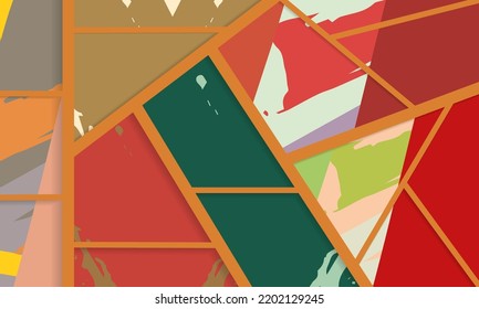 Patrón asimétrico abstracto del collage. Arte de mano alzada digital, textura gruesa. Fondo del tejido del parchwork del vector. Elementos decorativos, adornos de pinceladas de pincel para volante, afiche, cubierta, estampado de tela textil