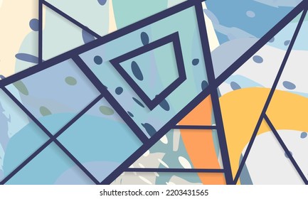 Abstract collage asymmetric pattern. Digital freehand art, grunge texture. Vector patchwork quilt background. Decorative elements, brush strokes ornament for flyer, poster, cover, textile fabric print