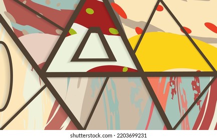 Patrón asimétrico abstracto del collage. Arte de mano alzada digital, textura gruesa. Fondo del tejido del parchwork del vector. Elementos decorativos, adornos de pinceladas de pincel para volante, afiche, cubierta, estampado de tela textil