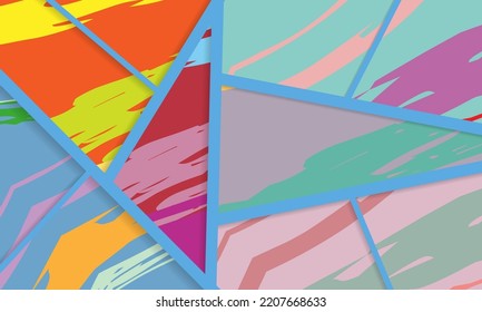 Abstract collage asymmetric pattern. Digital freehand art, grunge texture. Vector patchwork quilt background. Decorative elements, brush strokes ornament for flyer, poster, cover, textile fabric print