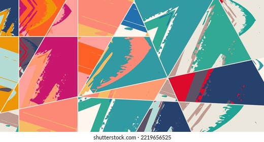 Abstrakte Collage asymmetrisches Muster. Digitale Freehand-Kunst, Grunge-Textur. Vektorgrafik-Flickenteppichboden, quilter Hintergrund. Dekorative Elemente, Pinselstriche für Flyer, Poster, Deckel, Stoffdruck