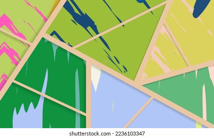 Patrón asimétrico abstracto del collage. Arte de mano alzada digital, textura gruesa. Fondo del tejido del parchwork del vector. Elementos decorativos, adornos de pinceladas de pincel para volante, afiche, cubierta, estampado de tela textil