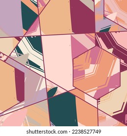 Patrón asimétrico abstracto del collage. Arte de mano alzada digital, textura gruesa. Fondo del tejido del parchwork del vector. Elementos decorativos, adornos de pinceladas de pincel para volante, afiche, cubierta, estampado de tela textil