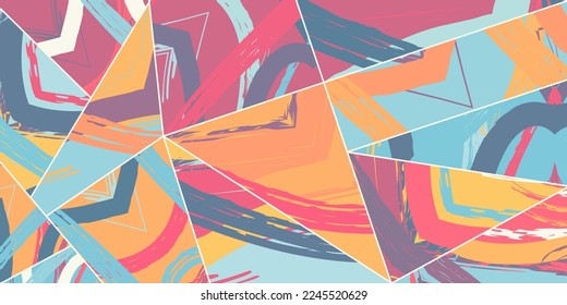 Patrón asimétrico abstracto del collage. Arte de mano alzada digital, textura gruesa. Fondo del tejido del parchwork del vector. Elementos decorativos, adornos de pinceladas de pincel para volante, afiche, cubierta, estampado de tela textil