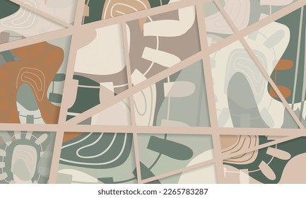 Patrón asimétrico abstracto del collage. Arte de mano alzada digital, textura gruesa. Fondo del tejido del parchwork del vector. Elementos decorativos, adornos de pinceladas de pincel para volante, afiche, cubierta, estampado de tela textil