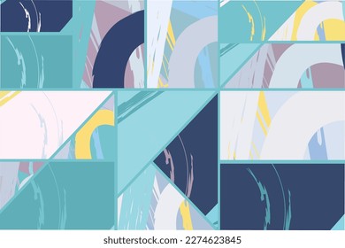 Patrón asimétrico abstracto del collage. Arte de mano alzada digital, textura gruesa. Fondo del tejido del parchwork del vector. Elementos decorativos, adornos de pinceladas de pincel para volante, afiche, cubierta, estampado de tela textil