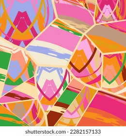 Patrón asimétrico abstracto del collage. Arte de mano alzada digital, textura gruesa. Fondo del tejido del parchwork del vector. Elementos decorativos, adornos de pinceladas de pincel para volante, afiche, cubierta, estampado de tela textil