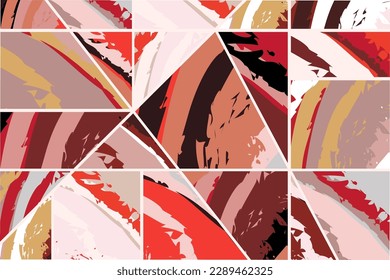 Abstrakte Collage asymmetrisches Muster. Digitale Freehand-Kunst, Grunge-Textur. Vektorgrafik-Flickenteppichboden, quilter Hintergrund. Dekorative Elemente, Pinselstriche für Flyer, Poster, Deckel, Stoffdruck