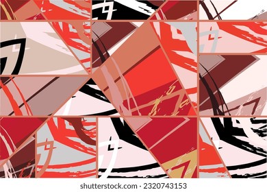 Patrón asimétrico abstracto del collage. Arte de mano alzada digital, textura gruesa. Fondo del tejido del parchwork del vector. Elementos decorativos, adornos de pinceladas de pincel para volante, afiche, cubierta, estampado de tela textil