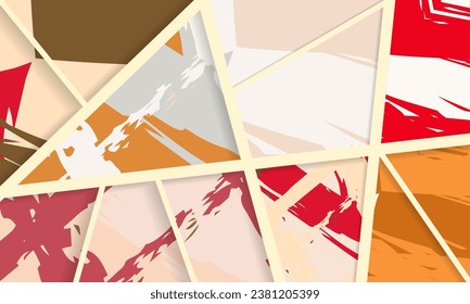 Patrón asimétrico abstracto del collage. Arte de mano alzada digital, textura gruesa. Fondo del tejido del parchwork del vector. Elementos decorativos, adornos de pinceladas de pincel para volante, afiche, cubierta, estampado de tela textil