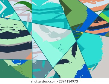 Patrón asimétrico abstracto del collage. Arte de mano alzada digital, textura gruesa. Fondo del tejido del parchwork del vector. Elementos decorativos, adornos de pinceladas de pincel para volante, afiche, cubierta, estampado de tela textil