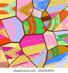 Patrón asimétrico de collage abstracto. Arte digital a mano alzada, textura grunge. Vector patchwork fondo de tejido. Elementos decorativos, trazos de pincel adorno para flyer, póster, cubierta, impresión de tela textil