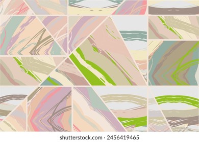 Abstract collage asymmetric pattern. Digital freehand art, grunge texture. Vector patchwork quilt background. Decorative elements, brush strokes ornament for flyer, poster, cover, textile fabric print