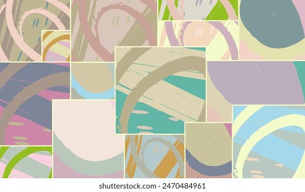 Abstractas patrón asimétrico de collage. Arte digital a mano alzada, textura grunge. Fondo de edredón de patchwork Vector. Elementos decorativos, adorno de pinceladas para flyer, póster, cubierta, tela textil impresión