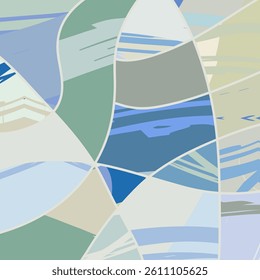 Abstract collage asymmetric pattern. Digital freehand art, grunge texture. Vector patchwork quilt background. Decorative elements, brush strokes ornament for flyer, poster, cover, textile fabric print