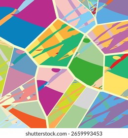 Abstract collage asymmetric pattern. Digital freehand art, grunge texture. Vector patchwork quilt background. Decorative elements, brush strokes ornament for flyer, poster, cover, textile fabric print