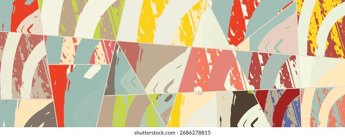 Abstractas patrón asimétrico de collage. Arte digital a mano alzada, textura grunge. Fondo de edredón de retazos de Vector. Elementos decorativos, pinceladas ornamento para volante, cartel, cubierta, impresión de tela textil