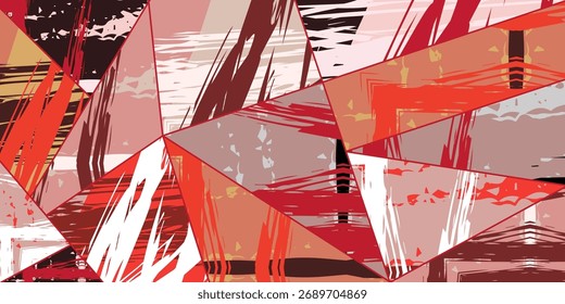 Abstractas patrón asimétrico de collage. Arte digital a mano alzada, textura grunge. Fondo de edredón de retazos de Vector. Elementos decorativos, pinceladas ornamento para volante, cartel, cubierta, impresión de tela textil