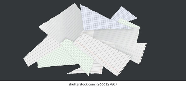 Abstrakter Kollagenhintergrund aus zerrissenen Papierlagen. Grob gerissene Kanten mit strukturiertem Look, in einem modernen Ausschnitt und Halbton-Collage-Stil entworfen.