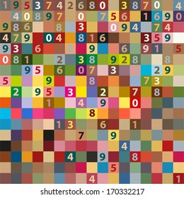 Abstract collage of colored numbers