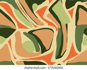 Abstract collage colorful seamless vector pattern in red and green