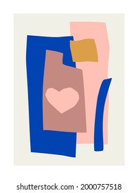 Abstract Collage from Geometric Shapes in a Trendy Contemporary style. Vector Illustration from Cut Pieces of Paper for prints on T-shirts, Posters, Covers, Postcards, Wallpaper and Social Media