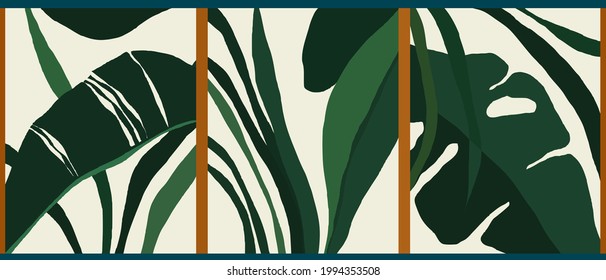 Abstract collage jungle print. Contemporary pattern. Natural colors. Fashionable template for design.