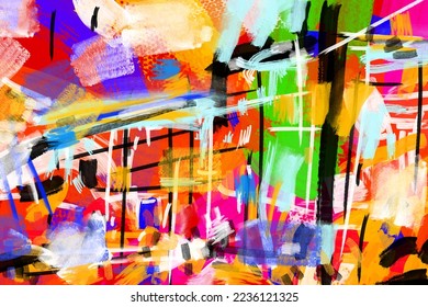 Abstract collage of modern art and architecture, city and people in an abstract presentation