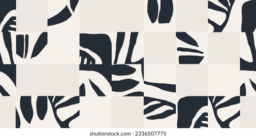 Abstract collage organic shapes pattern. Minimalist contemporary print. Fashionable template for design. 