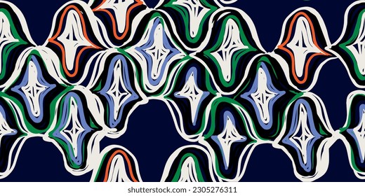 Abstract collage shape seamless pattern with colorful geometric doodles. Trendy flat cartoon background, retro shapes in bright childish colors.
