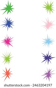 An abstract collection bundle set of blank comic book style star burst shape design element.