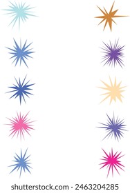 An abstract collection bundle set of blank comic book style star burst shape design element.