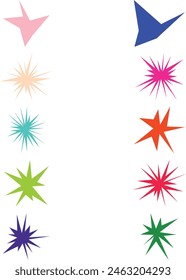 An abstract collection bundle set of blank comic book style star burst shape design element.