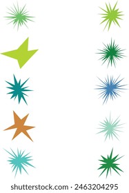 An abstract collection bundle set of blank comic book style star burst shape design element.