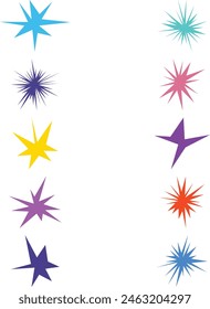 An abstract collection bundle set of blank comic book style star burst shape design element.