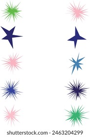 An abstract collection bundle set of blank comic book style star burst shape design element.