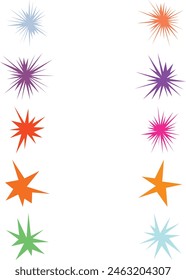 An abstract collection bundle set of blank comic book style star burst shape design element.