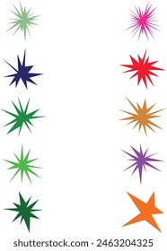 An abstract collection bundle set of blank comic book style star burst shape design element.