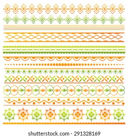 Abstract Collection of Ethnic patterns. Geometric and aztec decor elements. Trendy backgrounds and logotypes. Vector