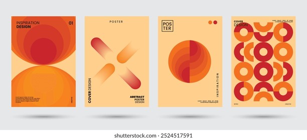 Abstract collection of geometric shapes backgrounds. Brutal contemporary figure circle oval wave patterns. Vintage style. Perfect for painting, poster, billboard or cover art. Swiss design aesthetic