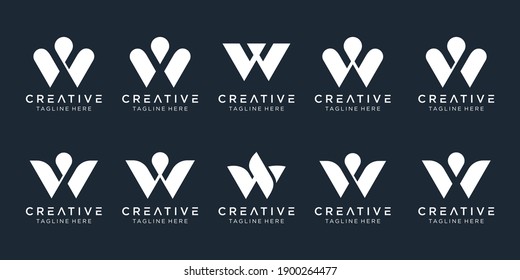 abstract Collection initials W logo template. icons for business of fashion, sport, simple.