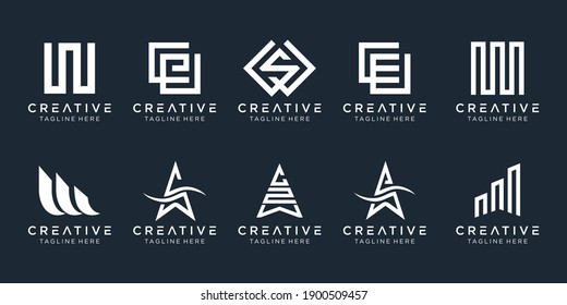 abstract Collection initials W logo template. icons for business of fashion, sport, technology, simple.