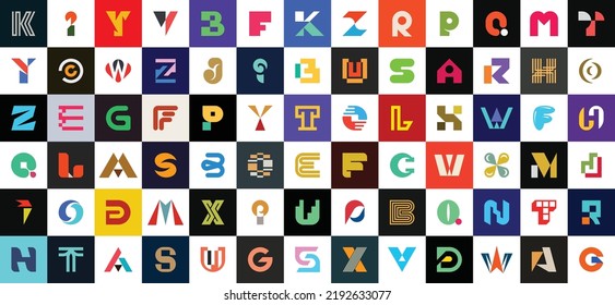 Abstract collection with letters. geometric abstract logos. icon design