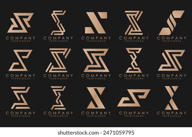 colección Abstractas con letras S logo design. diseño creativo logo S con color dorado.