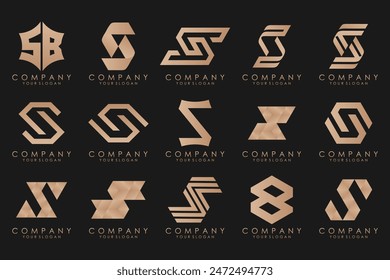 colección Abstractas con letras S logo design. diseño creativo logo S con color dorado.