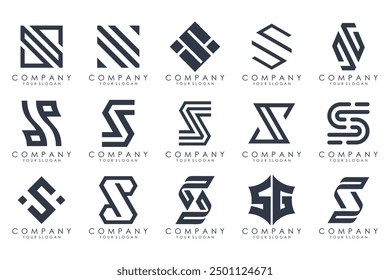 Abstract collection with letters S logo design. creative design logotype S with black colors.
